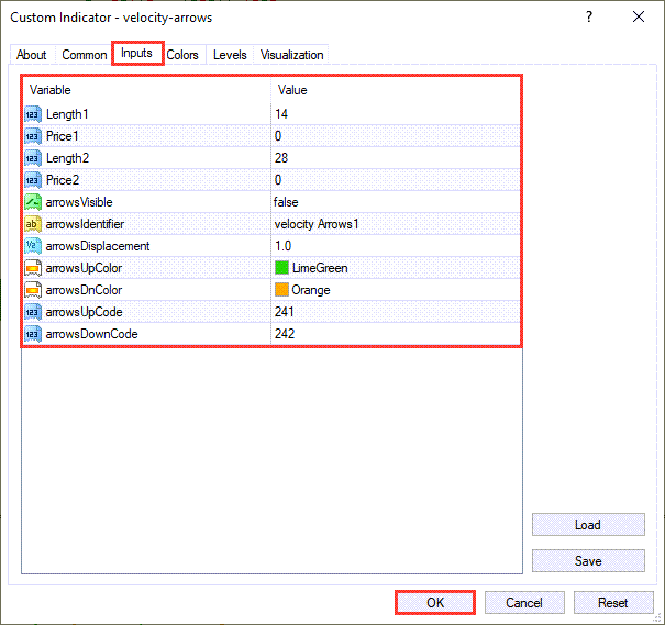 دانلود اندیکاتور Velocity Arrows برای فارکس در متاتریدر4