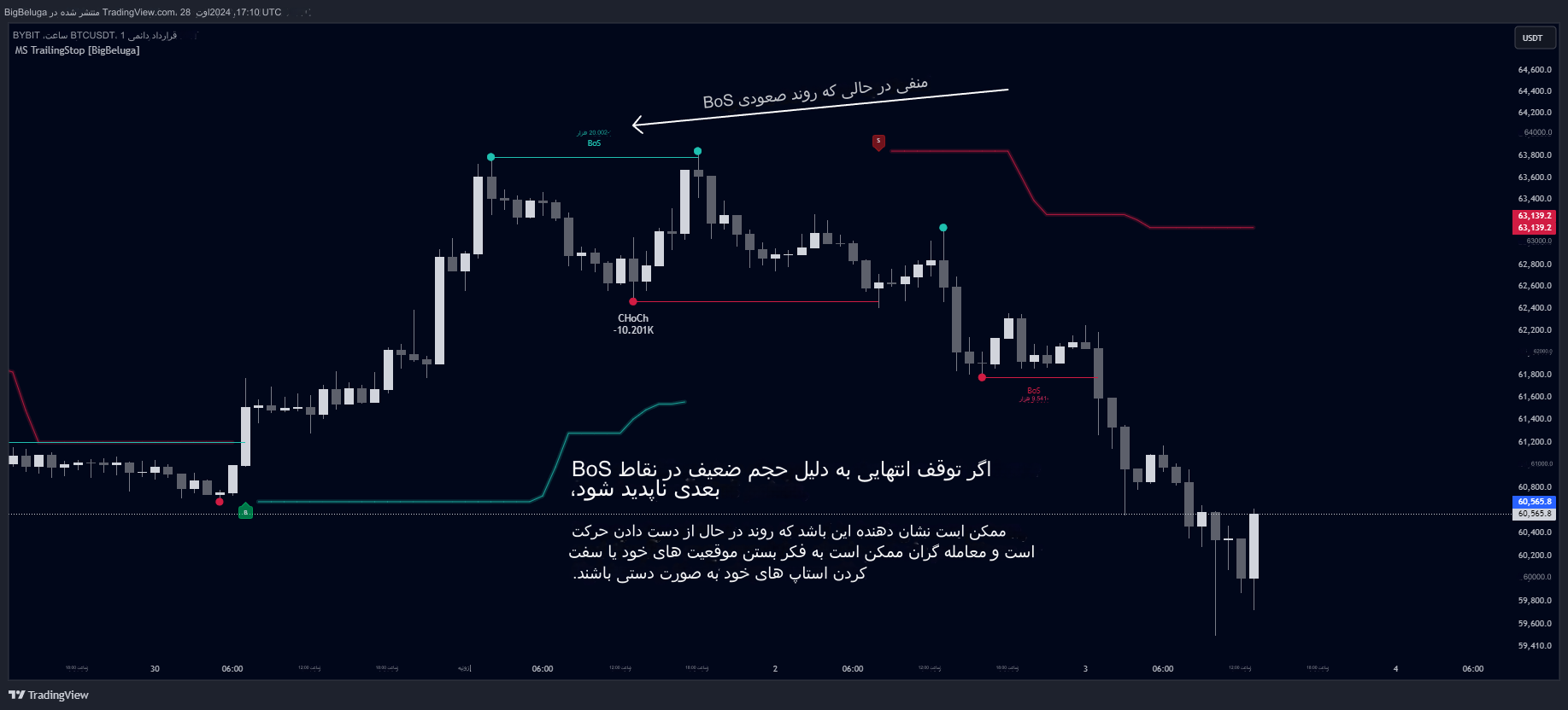 دانلود اندیکاتور اسکالپ Market Structure Trailing Stop برای تریدینگ ویو TradingView