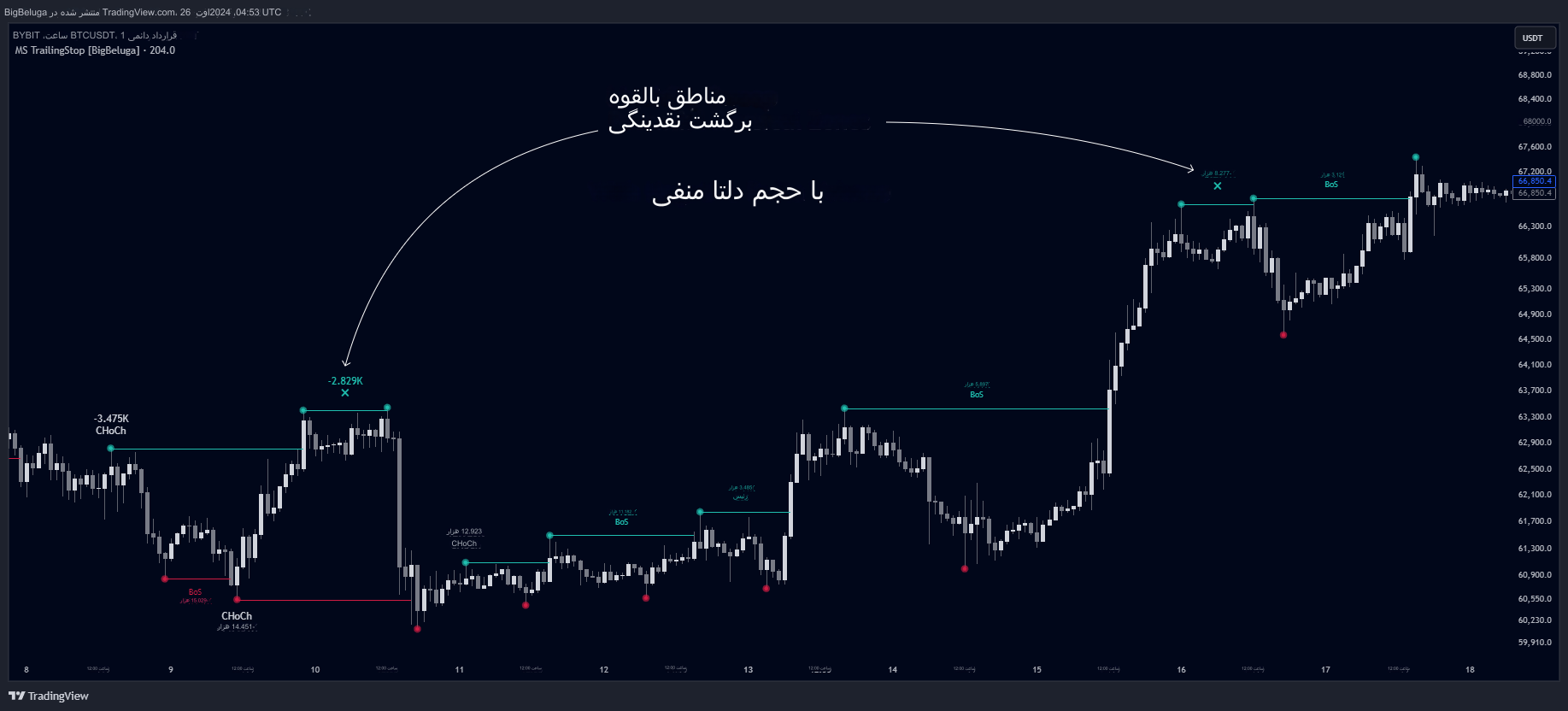 دانلود اندیکاتور اسکالپ Market Structure Trailing Stop برای تریدینگ ویو TradingView