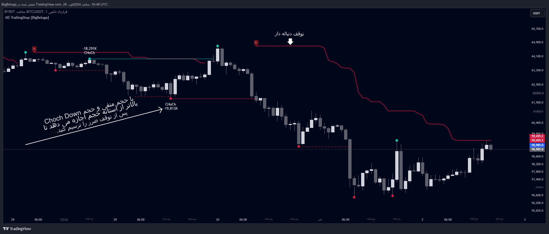 دانلود اندیکاتور اسکالپ Market Structure Trailing Stop برای تریدینگ ویو TradingView