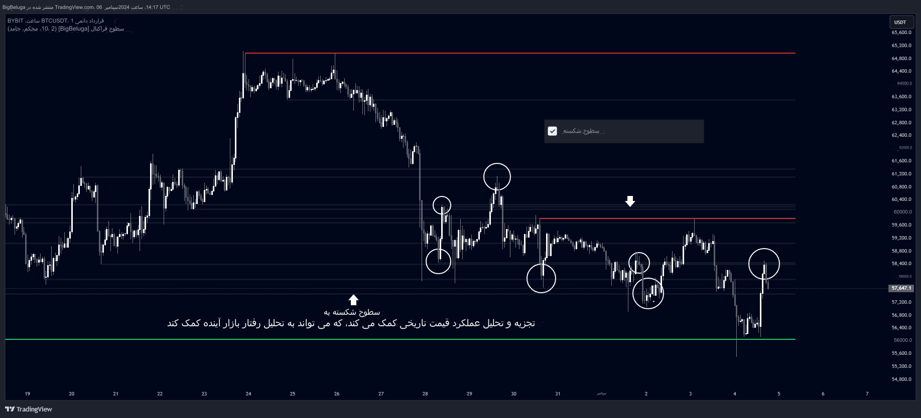 دانلود اندیکاتور Fractal Levels در تریدینگ ویو