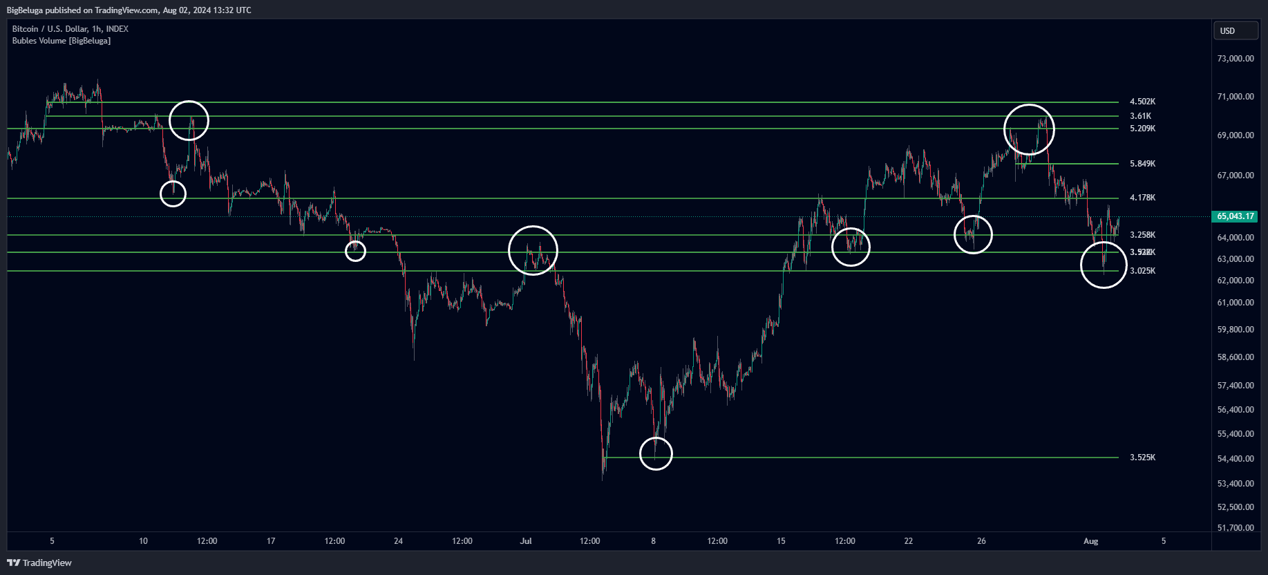 دانلود اندیکاتور حجم حبابی Bubbles Volume در تریدینگ ویو TradingView