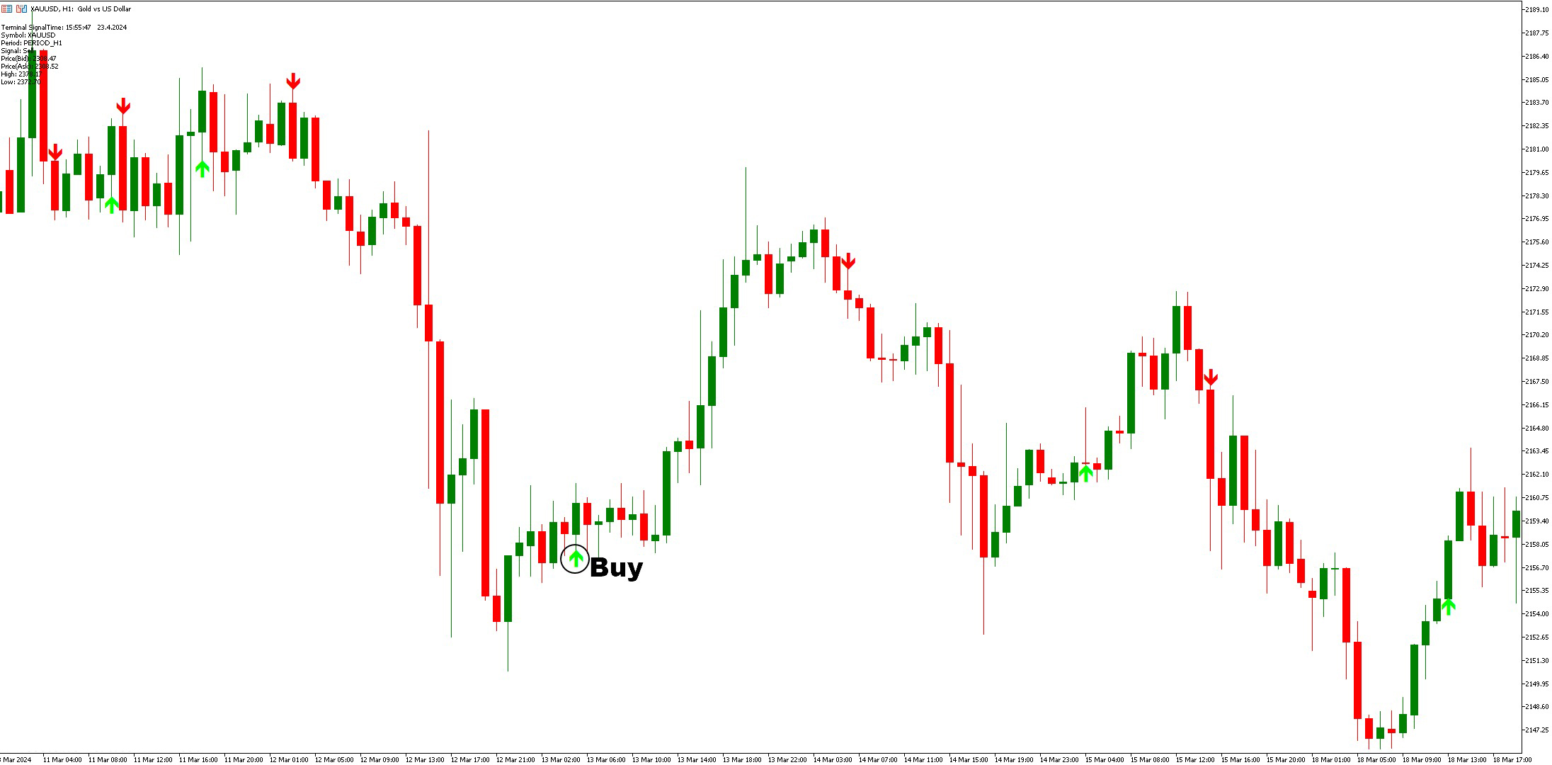 دانلود اندیکاتور Sell و Buy در متاتریدر 5 | اندیکاتور Gann Signal